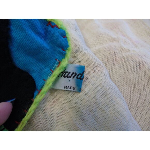 '71 Peruvian Mercado Market Tapestry Handcraft Appliqué Folk Art Peru Arpillera - Picture 10 of 10